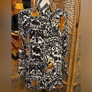 Vintage NWT 1980s Paolo Santini retro geo print silk nose